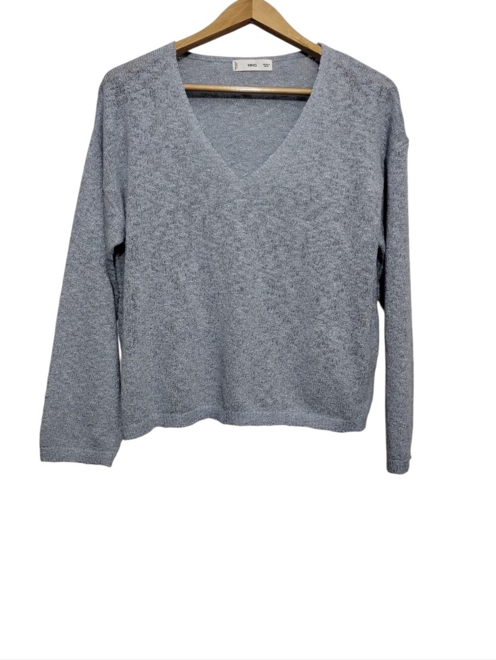 Mango MNG Women's M Soft Speckled V-neck Long-sleeve Knit Sweater